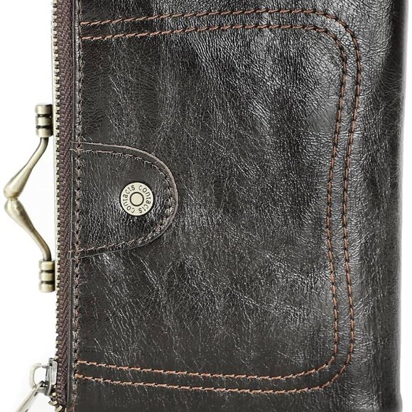 Full Grain Leather Wallet Women Small RFID Coin Pocket Bifold Vintage Purse